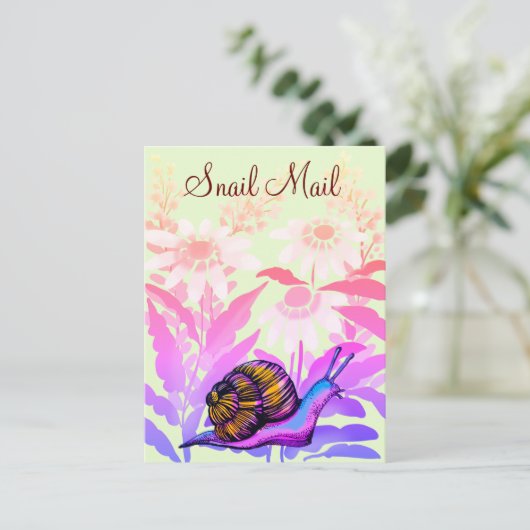 kleurrijke slakkenpost briefkaart (Staand voorkant)