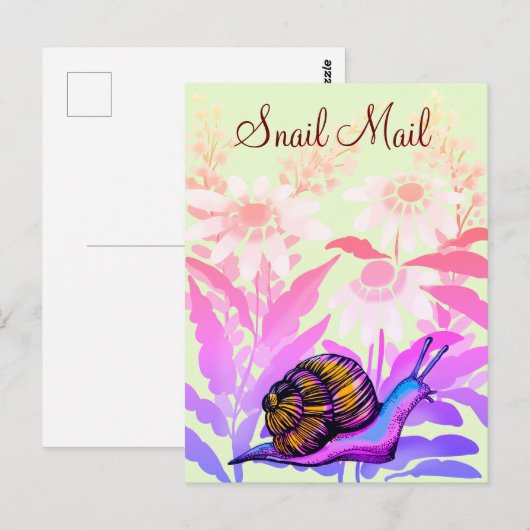 kleurrijke slakkenpost briefkaart (Voorkant / Achterkant)