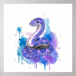 Kleurrijke Slang Aquarel Kunstwerk Poster