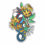 Kleurrijke slangen met bloemen sticker (Voorkant)