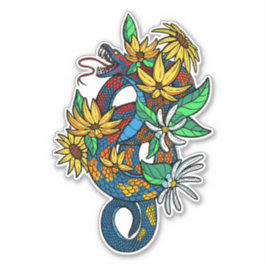 Kleurrijke slangen met bloemen sticker