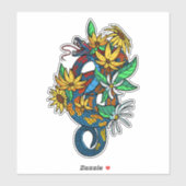 Kleurrijke slangen met bloemen sticker (Vel)
