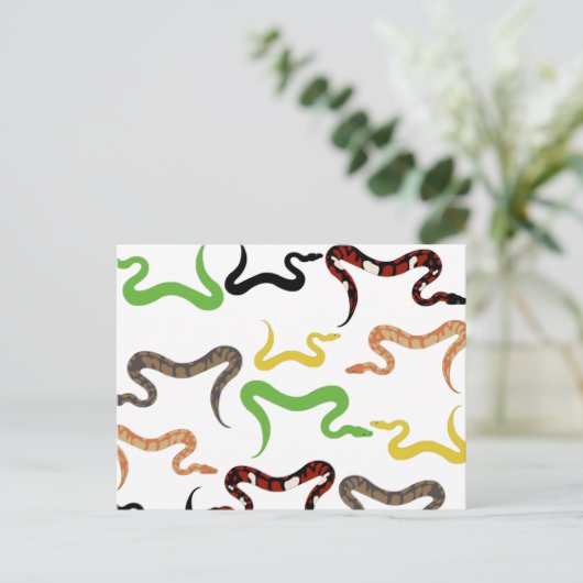 Kleurrijke Slangen Python Reptiel Patroon Feestdagenkaart (Staand voorkant)