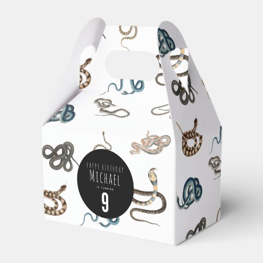 Kleurrijke slangen reptiel dier verjaardagsfeestje bedankdoosjes (Voorkant Zijde)