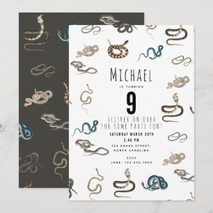 Kleurrijke slangen Reptiel Dier Verjaardagsfeestje Kaart