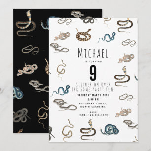 Kleurrijke slangen Reptiel Dier Verjaardagsfeestje Kaart