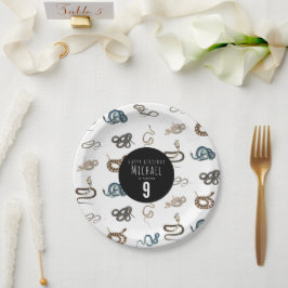 Kleurrijke slangen reptiel dier verjaardagsfeestje papieren bordje