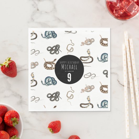 Kleurrijke slangen reptiel dier verjaardagsfeestje servet (Insitu)