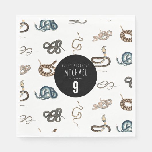 Kleurrijke slangen reptiel dier verjaardagsfeestje servet (Voorkant)