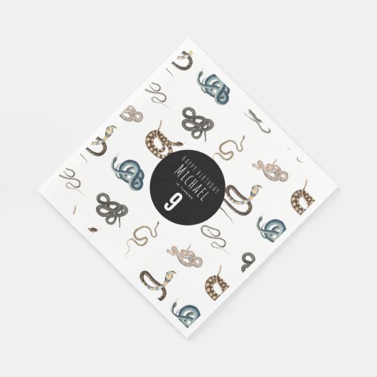 Kleurrijke slangen reptiel dier verjaardagsfeestje servet (Hoek)