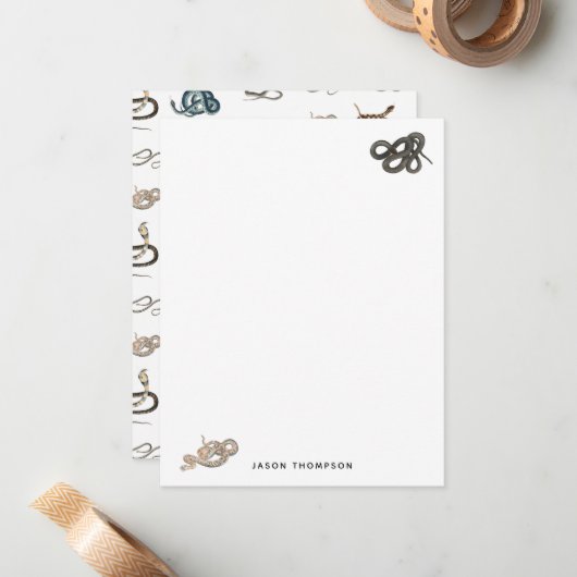 Kleurrijke slangen reptiel dierpatroon notitiekaartje (Voorkant / Achterkant in situ)