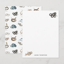 Kleurrijke slangen reptiel dierpatroon notitiekaartje