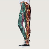 Kleurrijke slangenhuid, dierenprint. leggings (Links)
