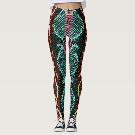 Kleurrijke slangenhuid, dierenprint. leggings (Voorkant)