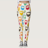 Kleurrijke slaperige uilen leggings (Voorkant)