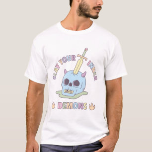 Kleurrijke Slay Uw Innerlijke Demonen Schedel en Z T-shirt