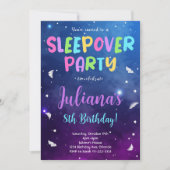 Kleurrijke Sleepover Party Verjaardagsuitnodiging Kaart (Voorkant)