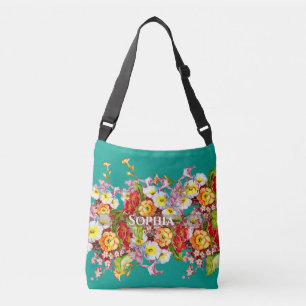 Kleurrijke sleutelbloemen Mooie bloem lente gepers Crossbody Tas