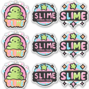 Kleurrijke slijm logo's sticker vel