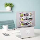 Kleurrijke slijm logo's sticker vel (Laptop op bureau)