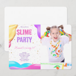 Kleurrijke slijm verjaardagsfeestfoto kaart