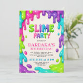 Kleurrijke Slime Party Verjaardag Bash voor kinder Kaart (Staand voorkant)