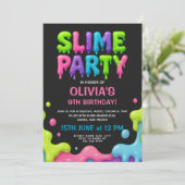 Kleurrijke Slime Party Verjaardag met Dripping Goo Kaart (Staand voorkant)