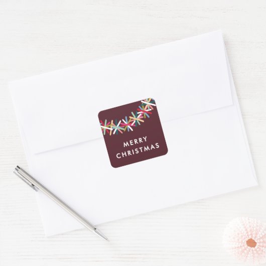 Kleurrijke slinger kerst sticker (Envelop)