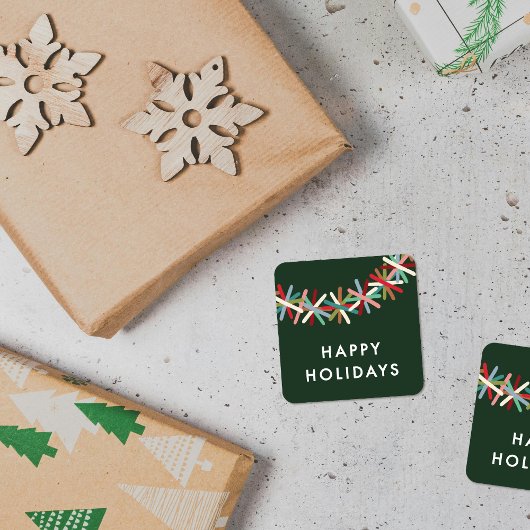 Kleurrijke slinger kerstversiering Kerst sticker