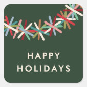 Kleurrijke slinger kerstversiering Kerst sticker (Voorkant)