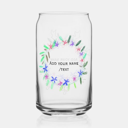 Kleurrijke slinger krans Kerstkaart Naam tekst Blikvorm Glas (Voorkant)