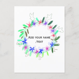 Kleurrijke slinger krans Kerstkaart Naam tekst Briefkaart