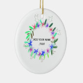 Kleurrijke slinger krans Kerstkaart Naam tekst Keramisch Ornament (Rechts)