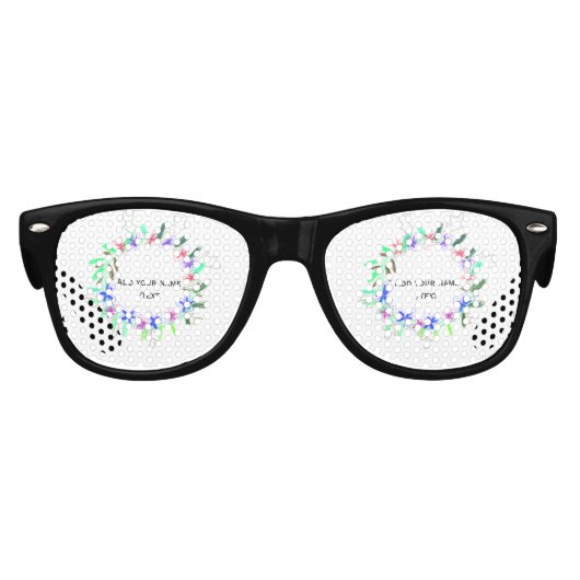 Kleurrijke slinger krans Kerstkaart Naam tekst Kinder Zonnebril (Voorkant)