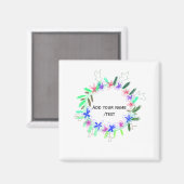 Kleurrijke slinger krans Kerstkaart Naam tekst Magneet (Voorkant / Achterkant)