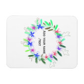 Kleurrijke slinger krans Kerstkaart Naam tekst Magneet (Horizontaal)