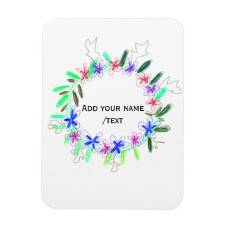 Kleurrijke slinger krans Kerstkaart Naam tekst Magneet