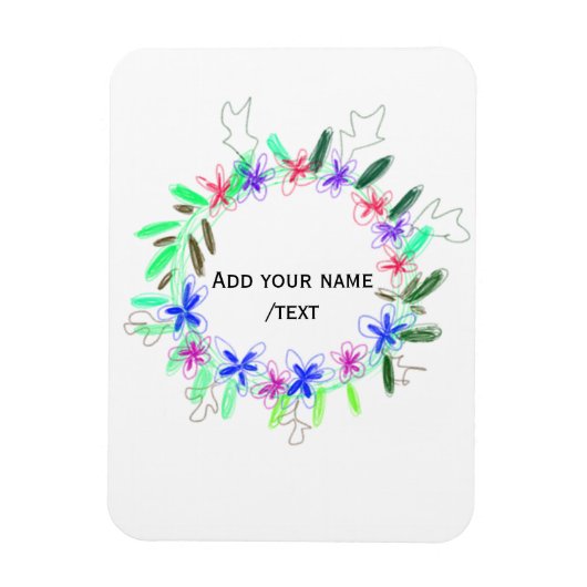 Kleurrijke slinger krans Kerstkaart Naam tekst Magneet (Verticaal)