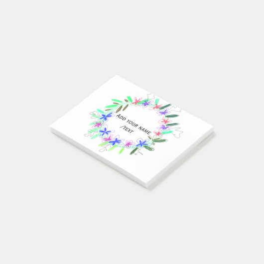 Kleurrijke slinger krans Kerstkaart Naam tekst Post-it® Notes (Schuin)