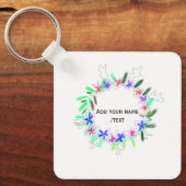 Kleurrijke slinger krans Kerstkaart Naam tekst Sleutelhanger (Voorkant)