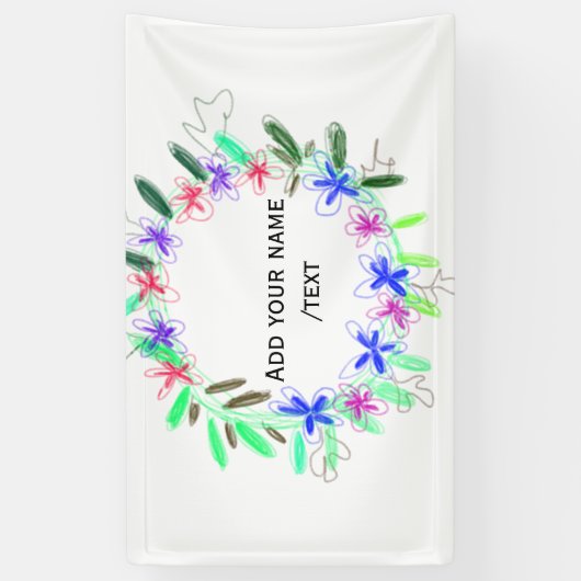 Kleurrijke slinger krans Kerstkaart Naam tekst Spandoek (Verticaal)