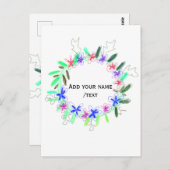 kleurrijke slinger krans Kerstmis naam tekst  Briefkaart (Voorkant / Achterkant)