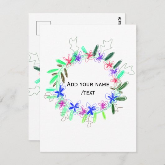 kleurrijke slinger krans Kerstmis naam tekst  Briefkaart (Voorkant / Achterkant)