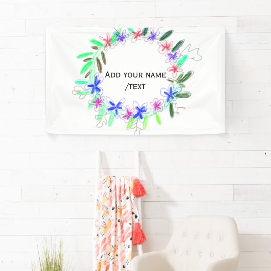 kleurrijke slinger krans Kerstmis naam tekst Spandoek (Insitu)