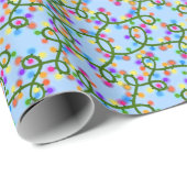 Kleurrijke slingerlichtjes Mooie Leuke Blauwe Patr Cadeaupapier (Rol Hoek)