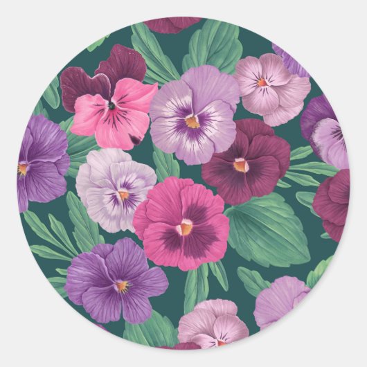 Kleurrijke slipjes op donkergroen blauw ronde sticker (Voorkant)