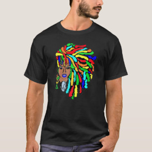 Kleurrijke sloten zijkant Afro Dreadlocks Natural  T-shirt