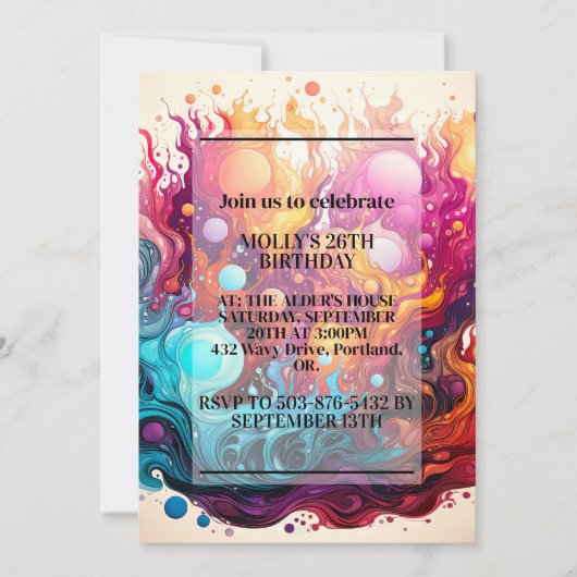 Kleurrijke Smeltende Lava Ontwerp Verjaardagsfeest Kaart (Voorkant)