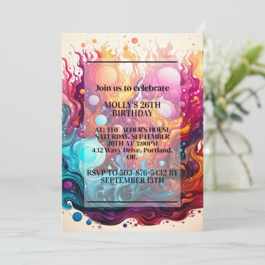 Kleurrijke Smeltende Lava Ontwerp Verjaardagsfeest Kaart (Staand voorkant)