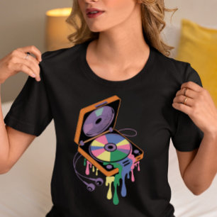 Kleurrijke Smeltende Platenspeler Tri-Blend Shirt